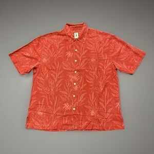 Jamaica Jaxx Men's Hawaiian Shirt X-Large Red Textured Silk Button Up